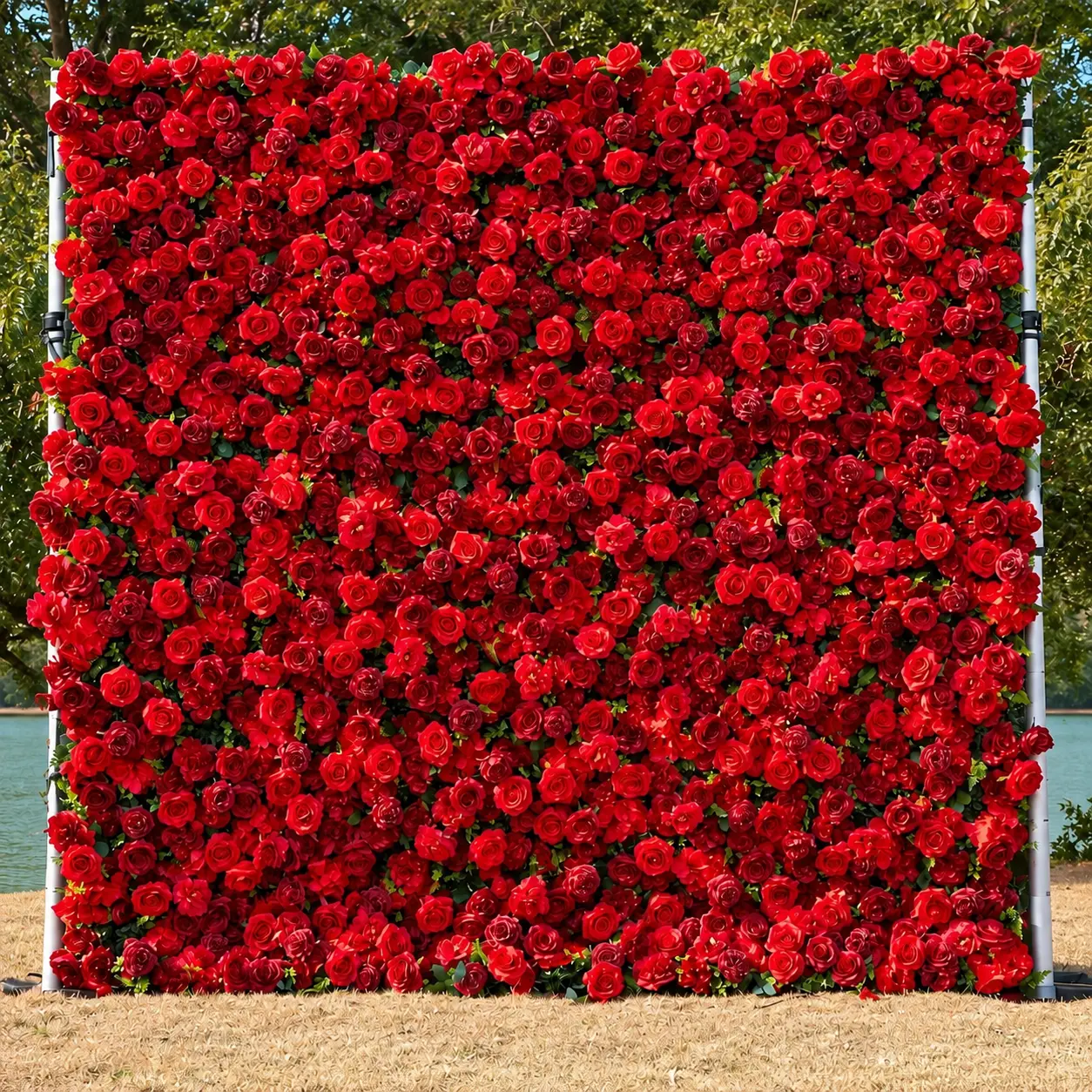 Riley red rose floral backdrop wall